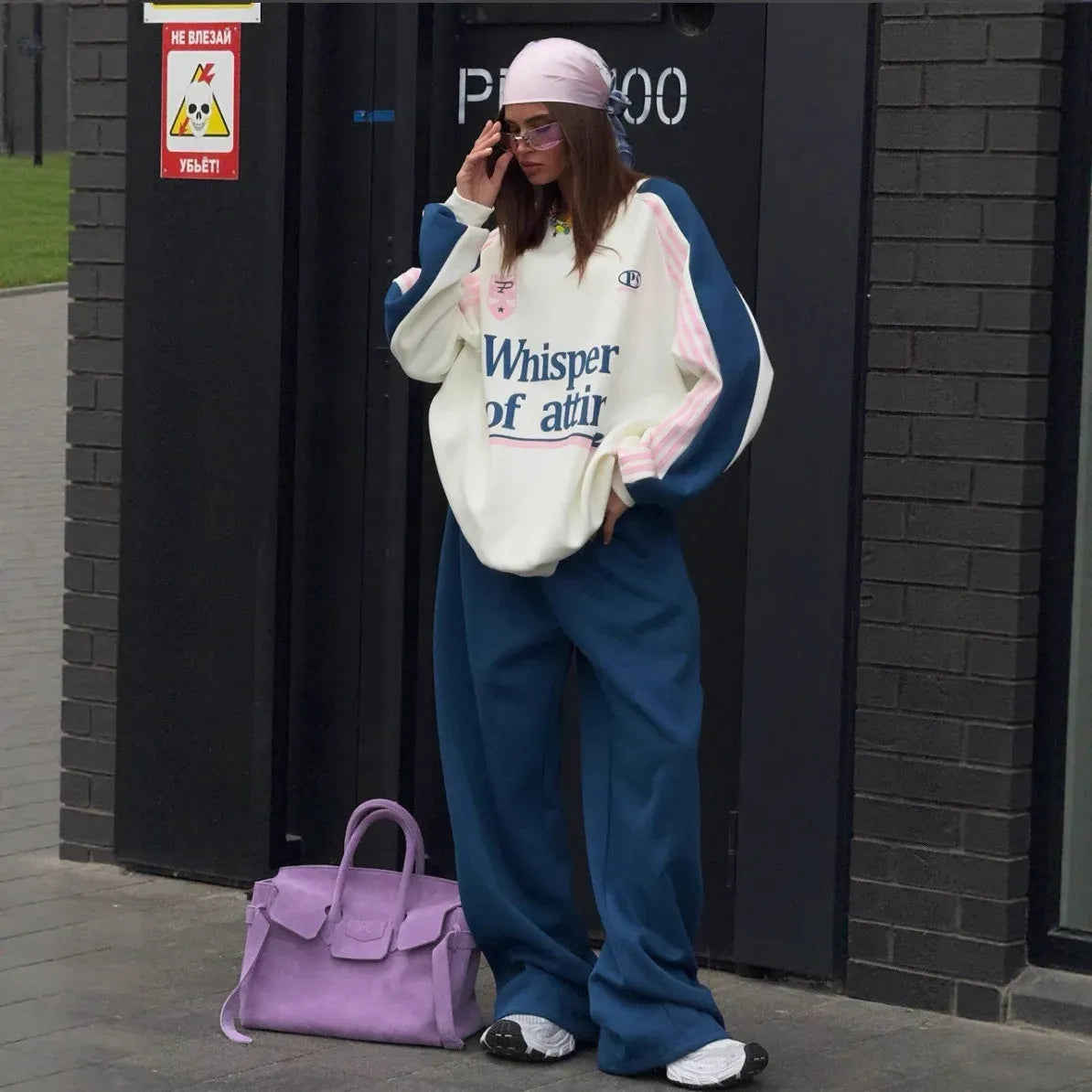 Women's Colour-Block Sweatshirt & Trousers Set