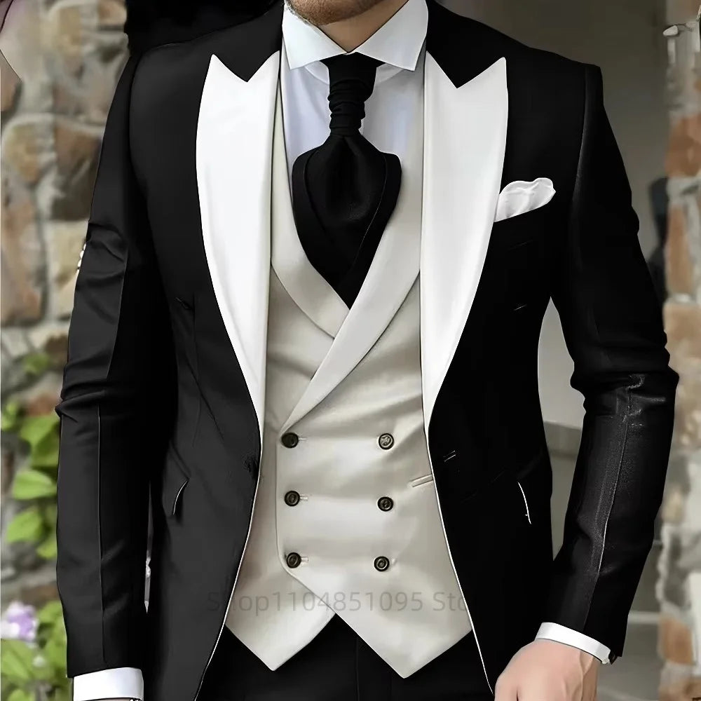Elegant Peak Lapel Tuxedo 3-Piece Suit with Blazer Vest And Pants LADYLYS