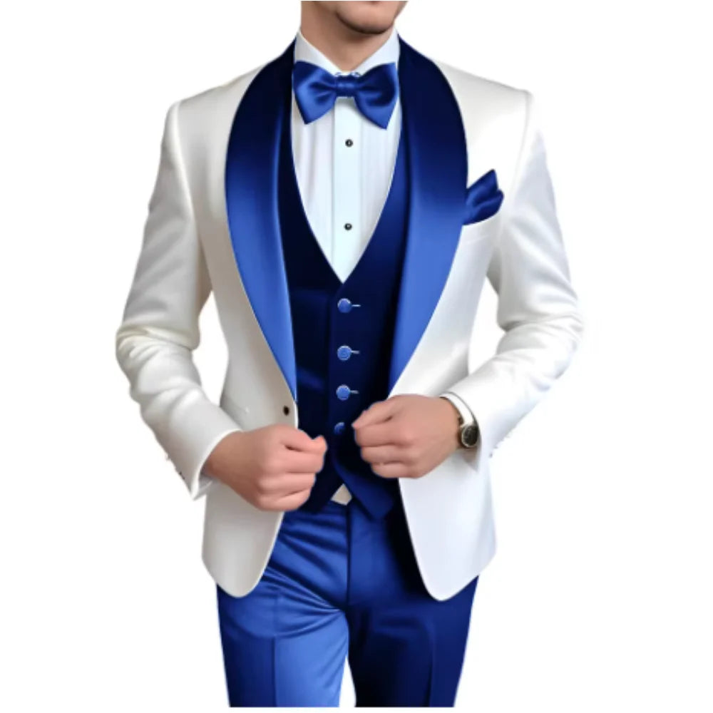 3-Piece Tuxedo with Scarf Lapel Smoking Suit LADYLYS