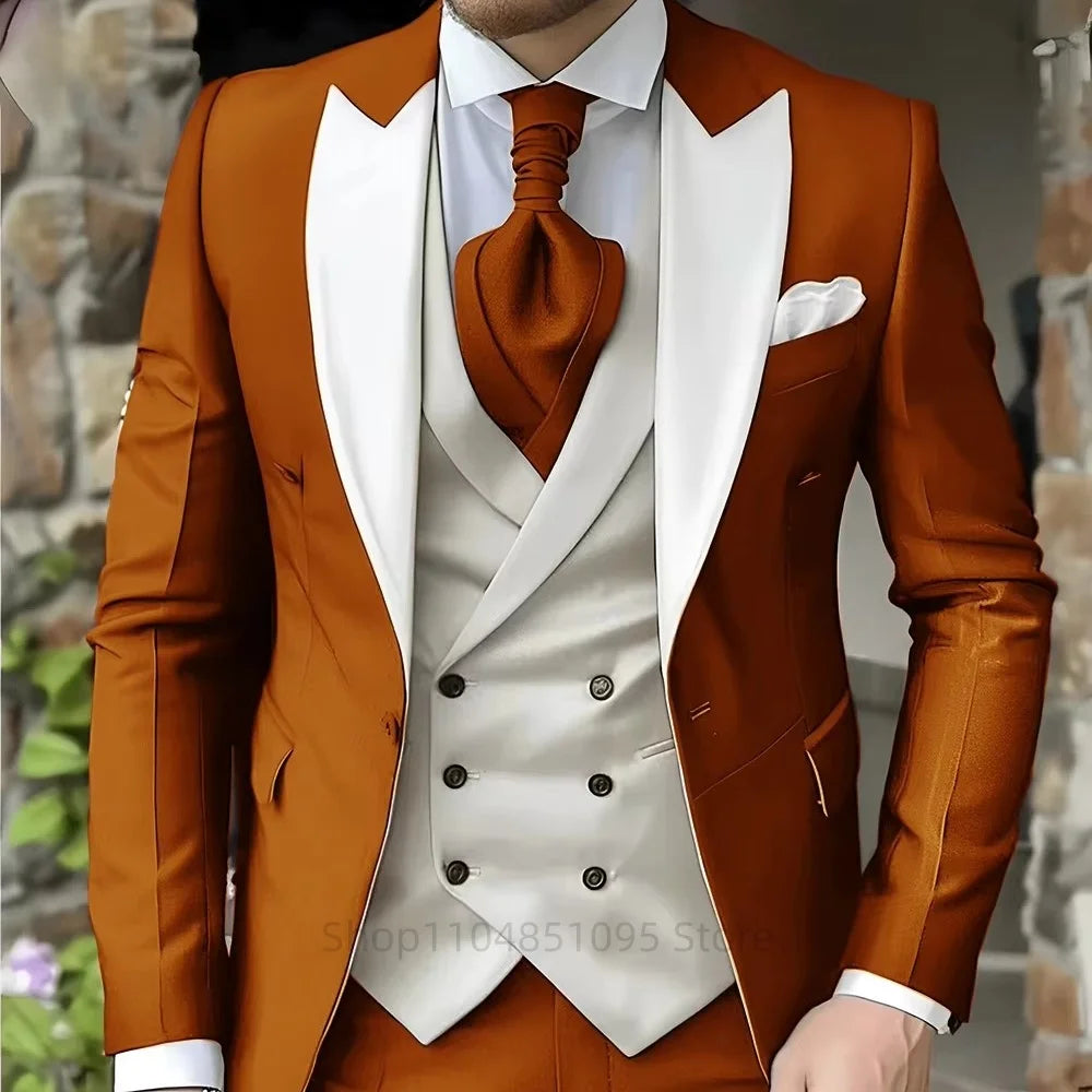 Elegant Peak Lapel Tuxedo 3-Piece Suit with Blazer Vest And Pants LADYLYS
