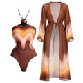 Set Halter Swimsuit Sexy Women Bikini Push Up Swimwear Long Skirt Cover Up LADYLYS