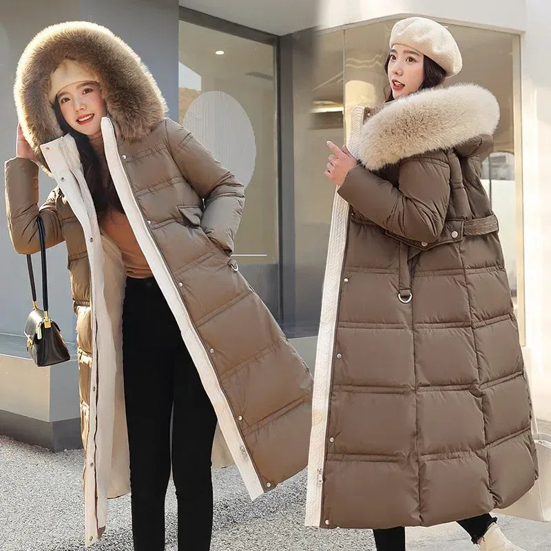 Women's Extra-Long Hooded Padded Parka