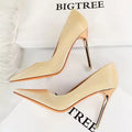 Women's Satin Stiletto Pumps – Pointed Toe Super High Heel Party Shoes with Bling Detail