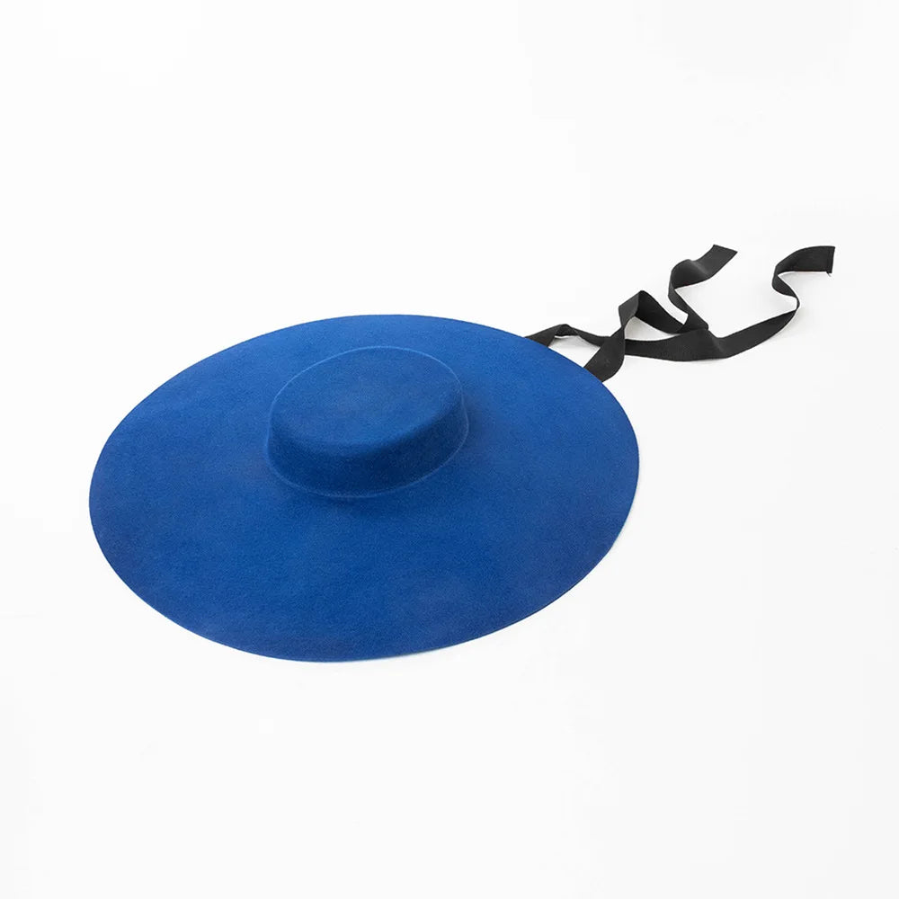 Unisex Wide-Brim Wool Fedora Hat