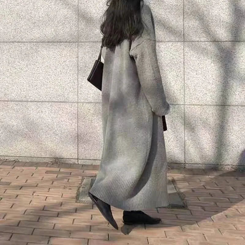 Women's Long Open-Front Knit Cardigan, Loose Fit