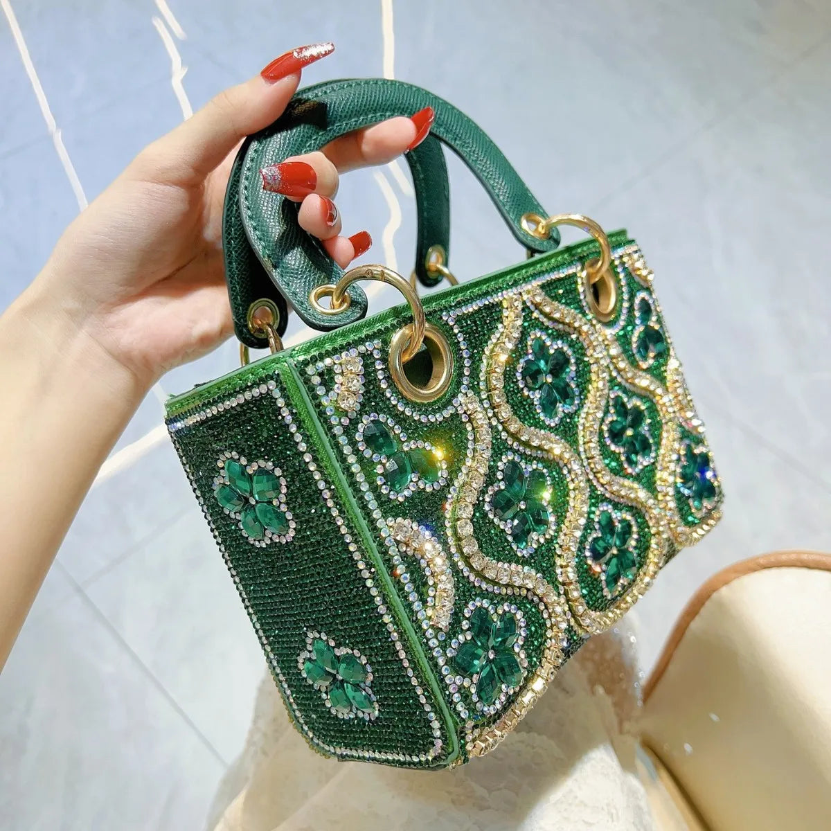 Luxury Women Shoulder Crossbody Evening Handbag Diamond Decoration Long Chain Bag LADYLYS
