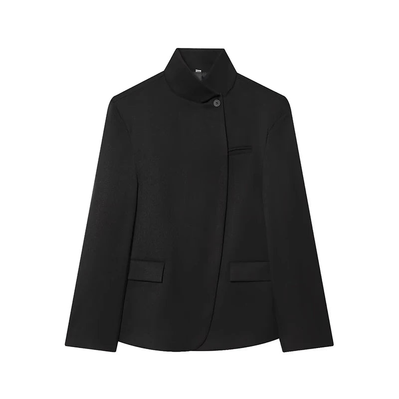 Women's Single-Button Stand Collar Blazer