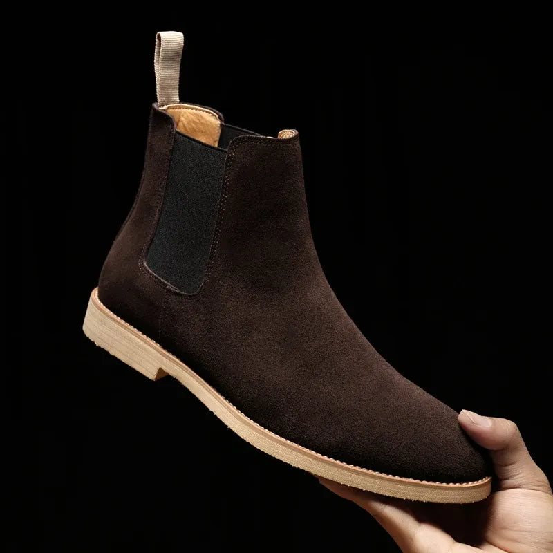 Men's Suede Chelsea Boots with Pointed Toe