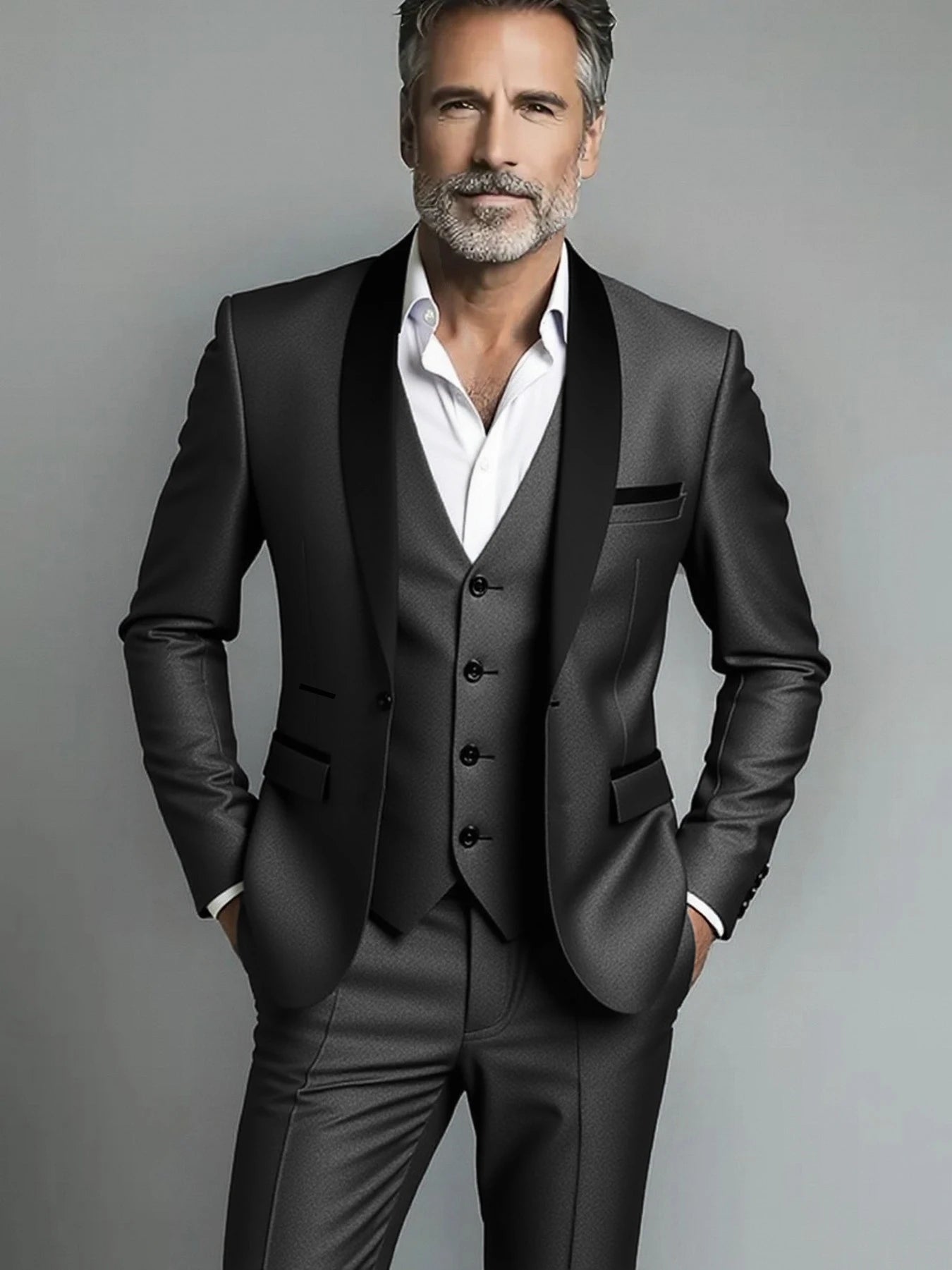 Men's Slim Fit 3-Piece Business Suit – Jacket, Vest & Trousers | Smart Casual