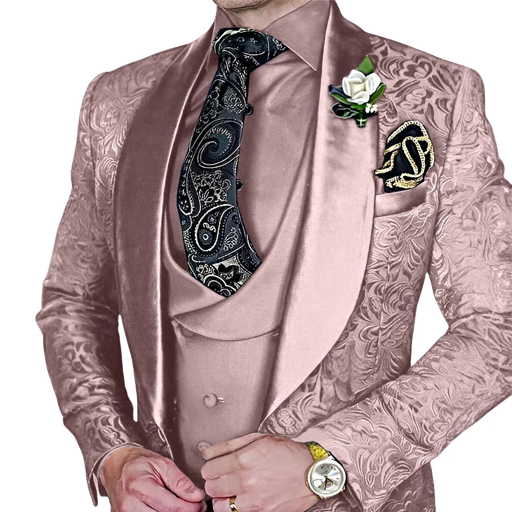 Elegant, high-quality 3-piece Jacquard suit set for men LADYLYS