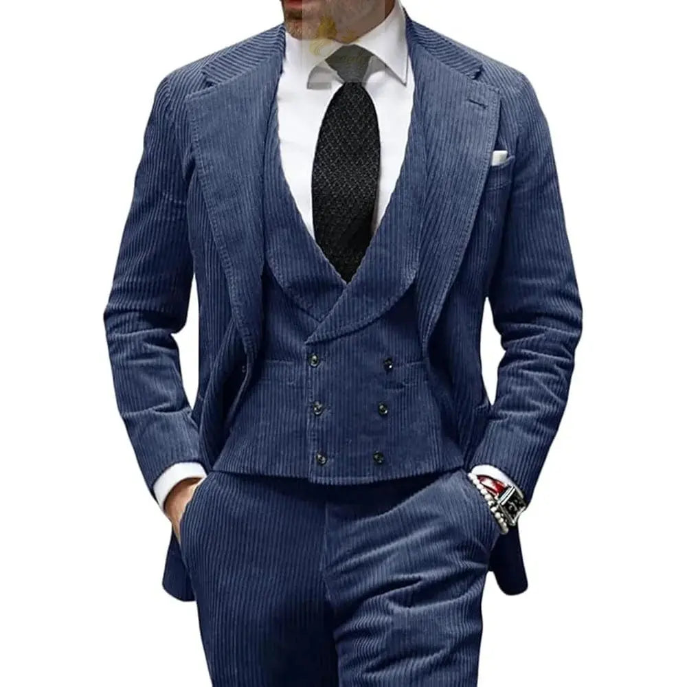 Velvet Men's Suit 3 Piece Corduroy Blazer Vest Pants Set LADYLYS