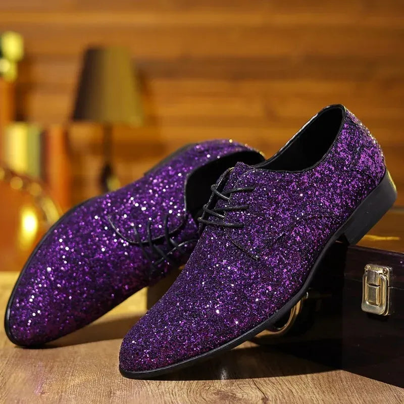Men's Sequin Lace-Up Oxford Dress Shoes