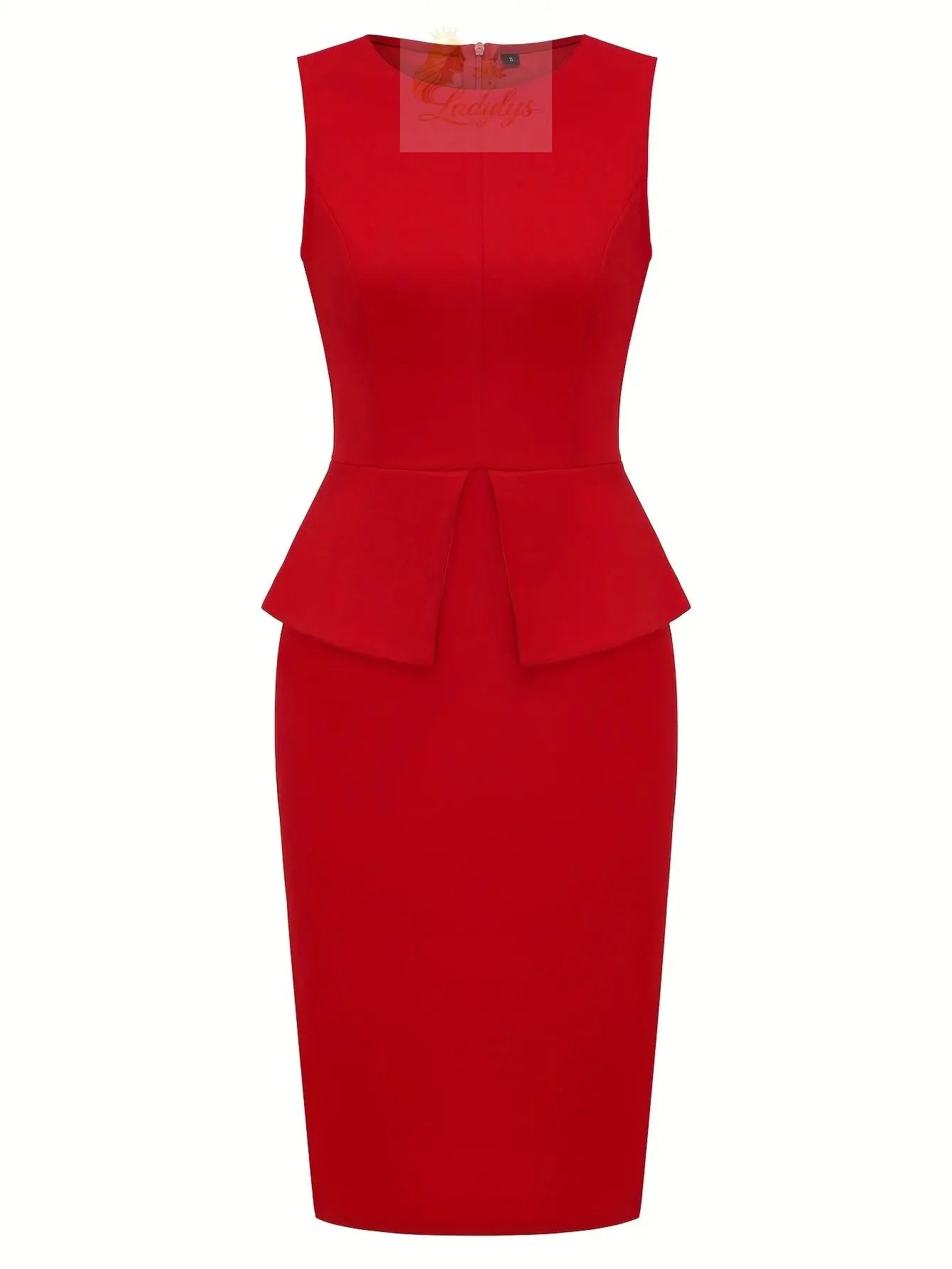 Sleeveless Summer Crew Neck Peplum Cocktail Knee Length dress LADYLYS
