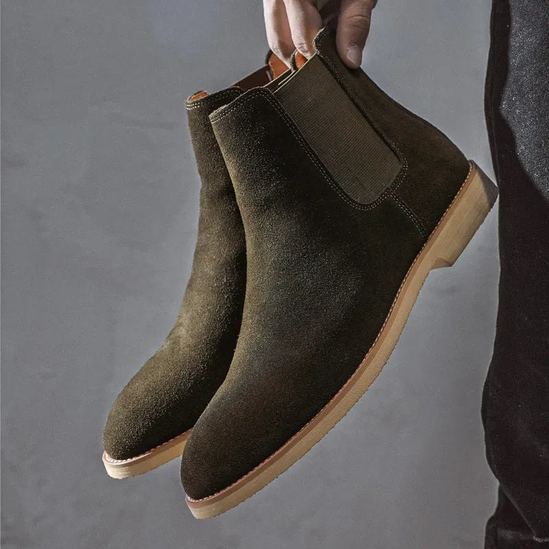 Men's Suede Chelsea Boots with Pointed Toe