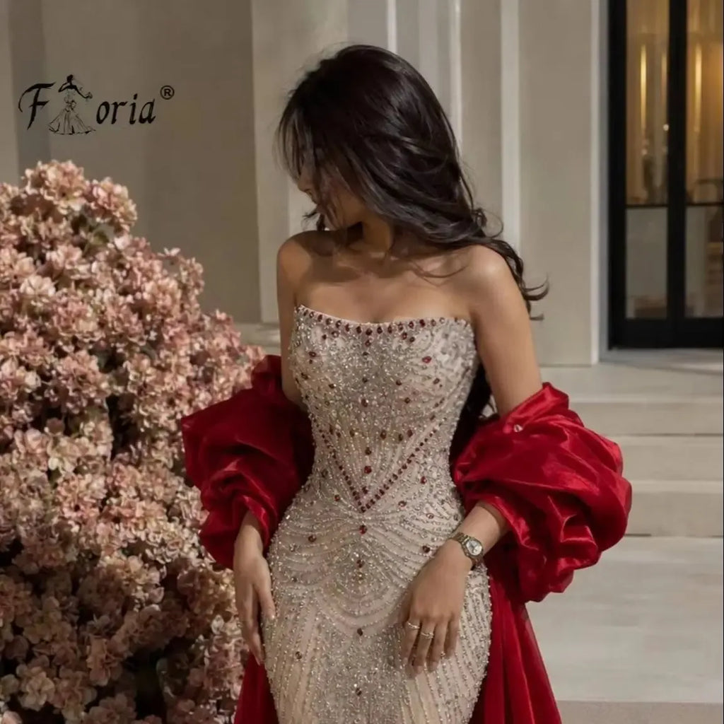 Women's Beaded Off-Shoulder Mermaid Evening Gown