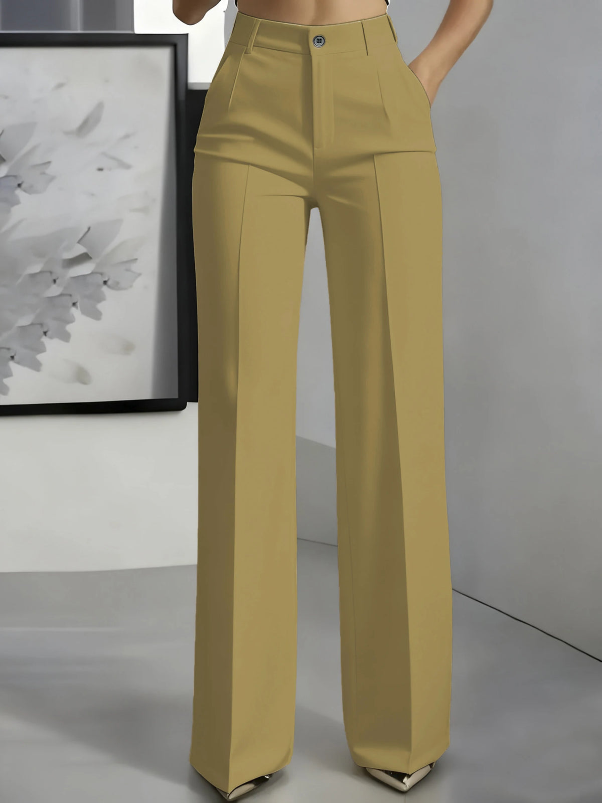 Women's High-Waisted Draped Straight-Cut Suit Trousers | Office & Workwear Fashion