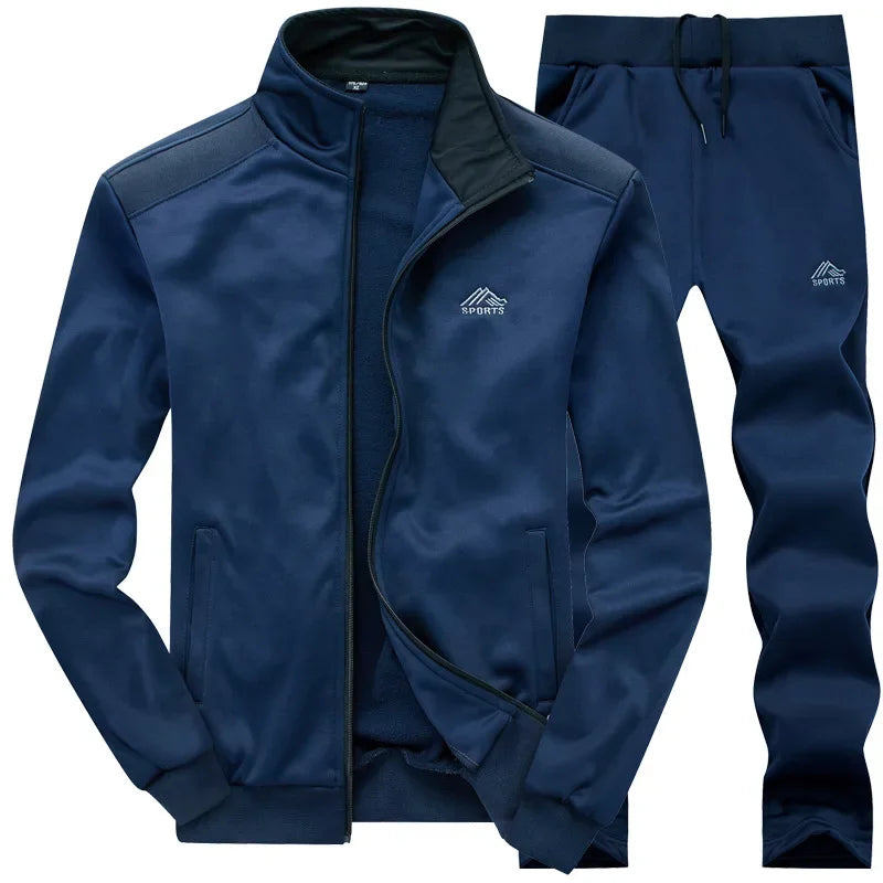 Men's Fleece Tracksuit Set – Zip Sweatshirt & Jogger Pants