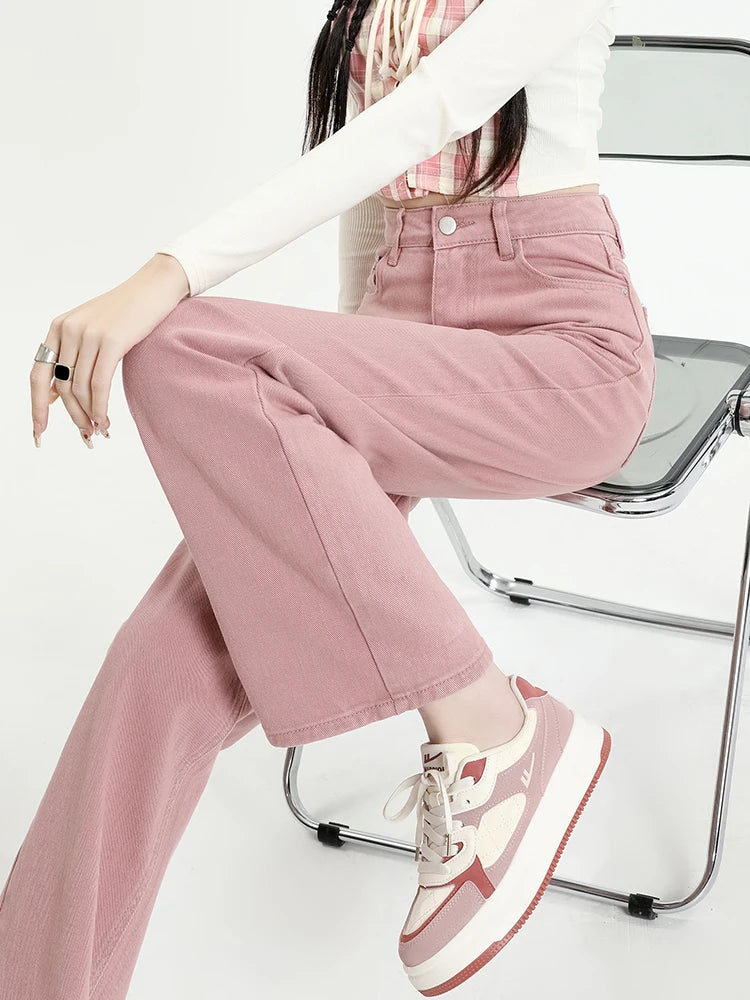 100% Cotton Women's Jeans Baggy Wide Leg Drape Casual Pants LADYLYS