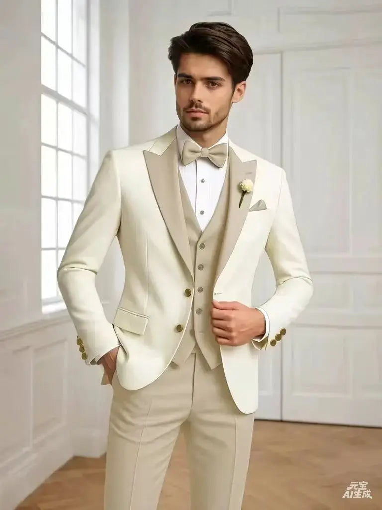 Men's Tailored Suit Three-Piece Set Casual Wedding Groomsmen LADYLYS