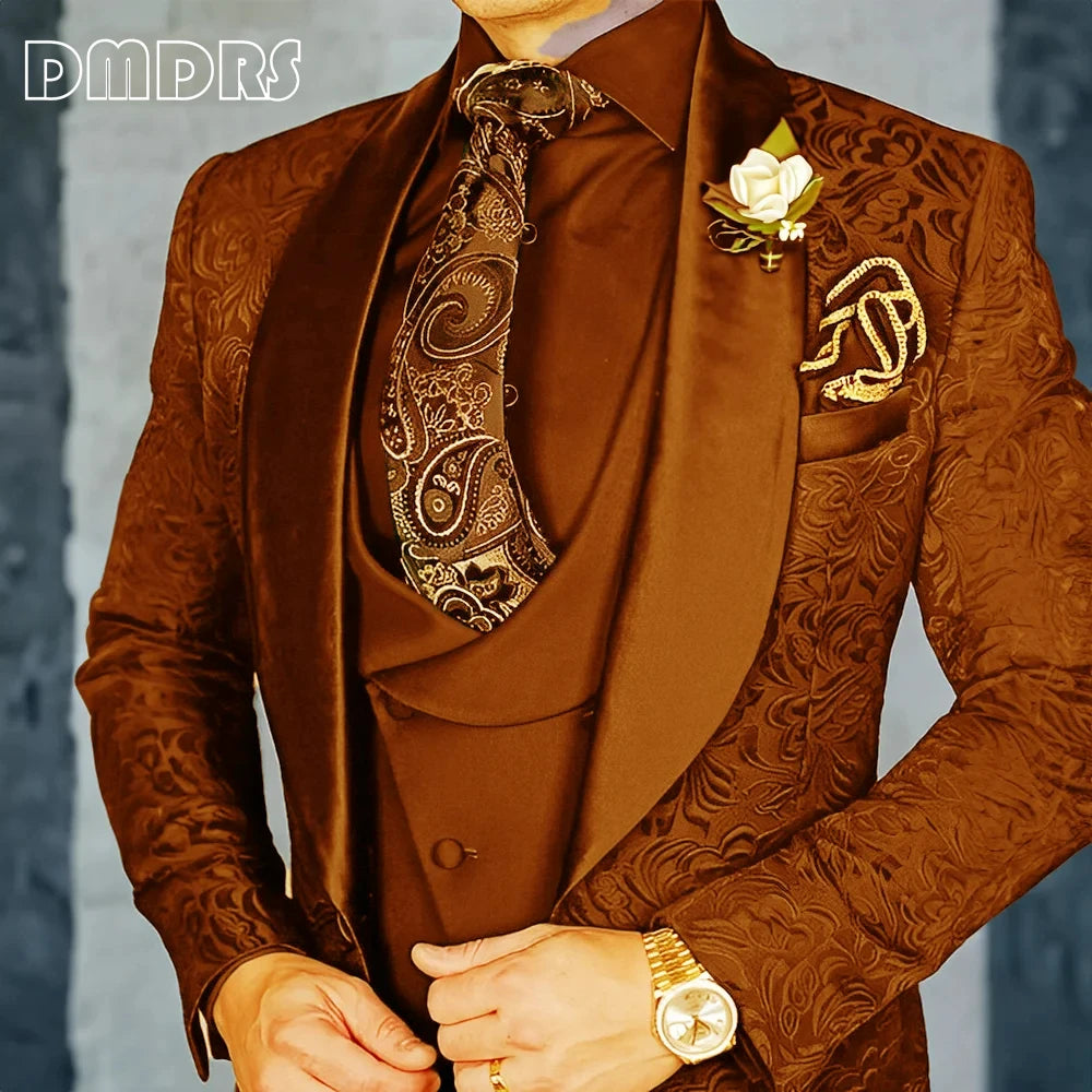 Elegant, high-quality 3-piece Jacquard suit set for men LADYLYS