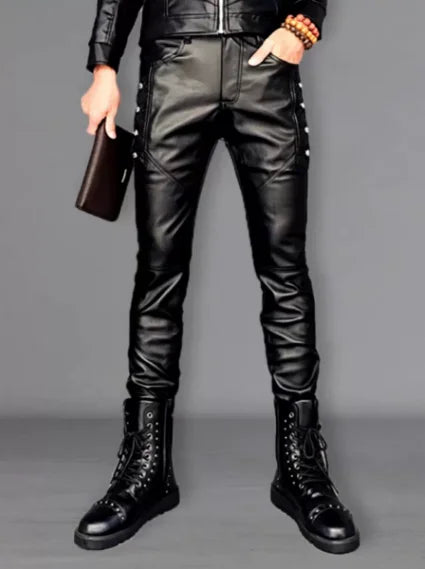 Men's Faux Leather Pencil Pants