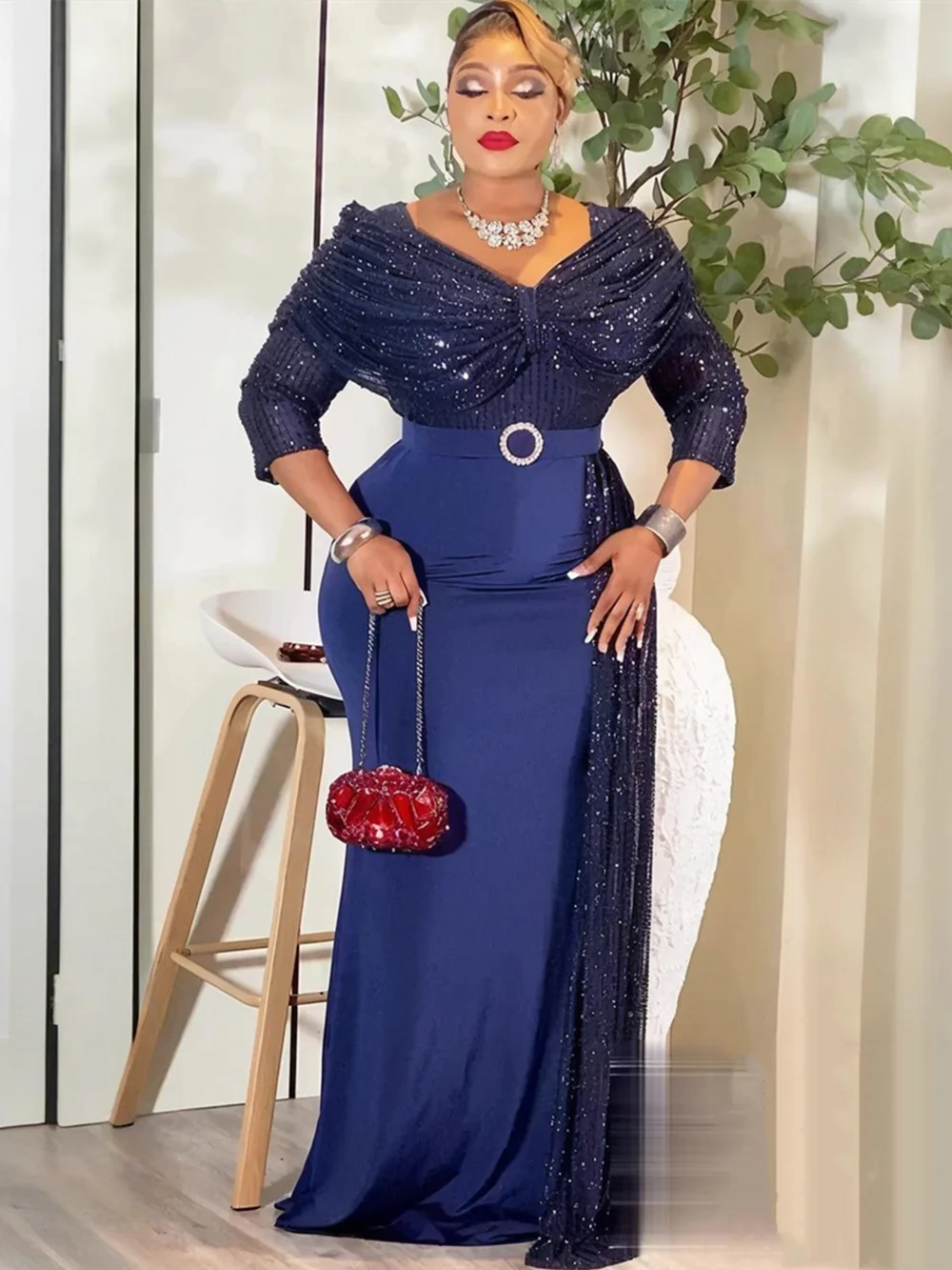 Plus Size African Sequin Bodycon Evening Gown – Dashiki Long Dress