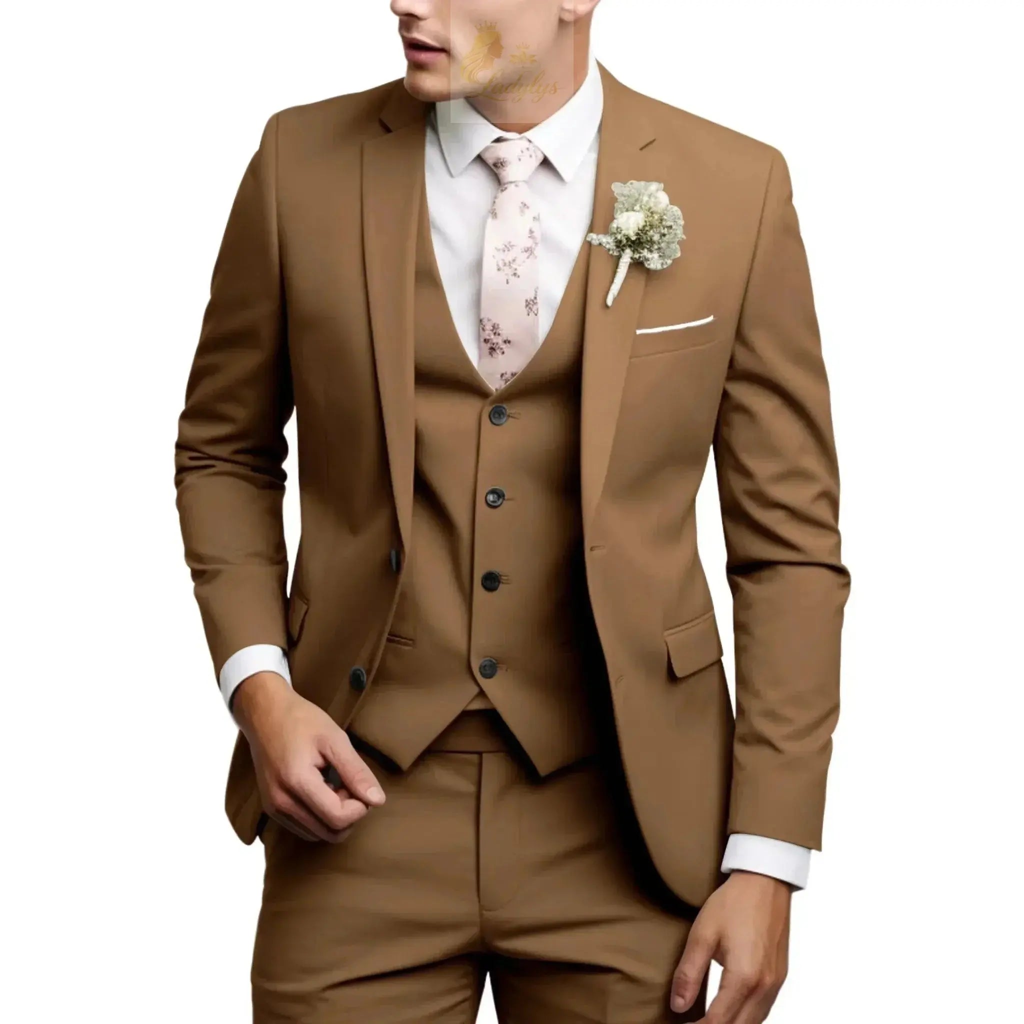 Men's Suits Regular Fit 3 Piece Elegant Tuxedos Set LADYLYS