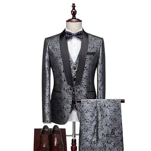 Men's Slim Fit 3-Piece Suit Set – Blazer, Vest & Trousers