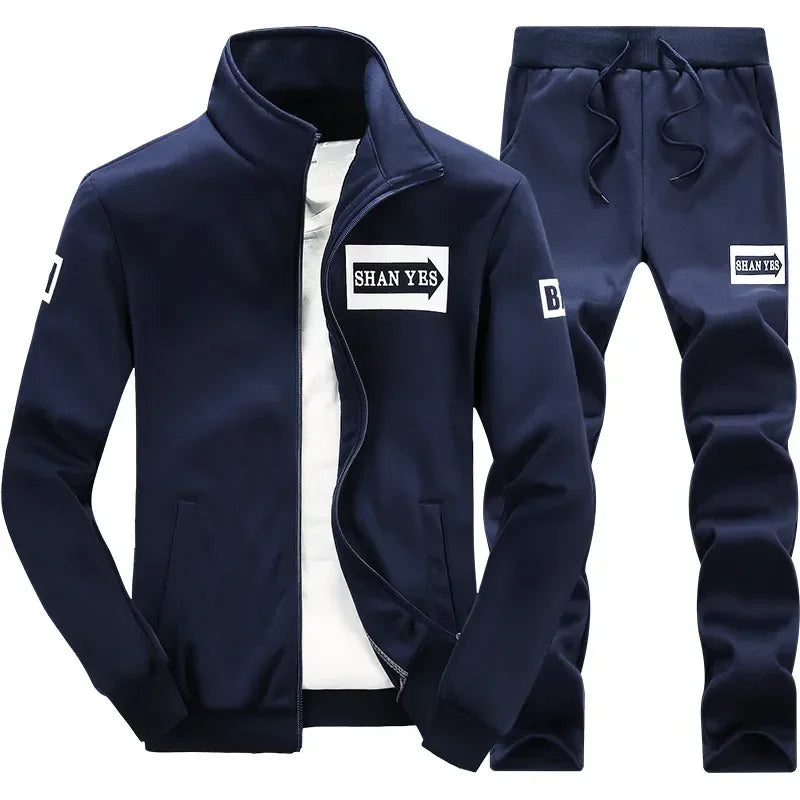 Men's Fleece Tracksuit Set – Zip Sweatshirt & Jogger Pants
