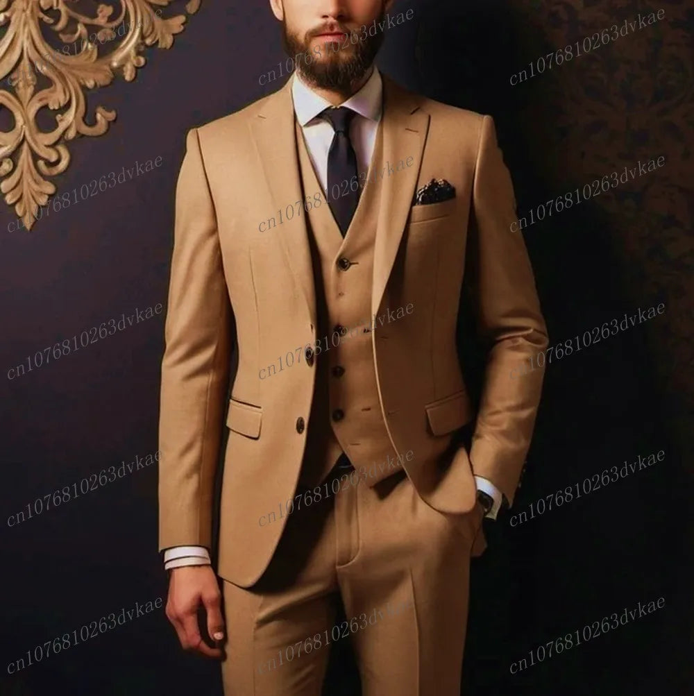 Business Male Tuxedos 3 Piece Set Jacket Vest Pants LADYLYS