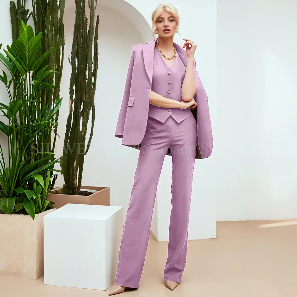 Chic Green 3-Piece Women's Suit – Slim Fit Blazer, Pants & Vest | Formal Office Set