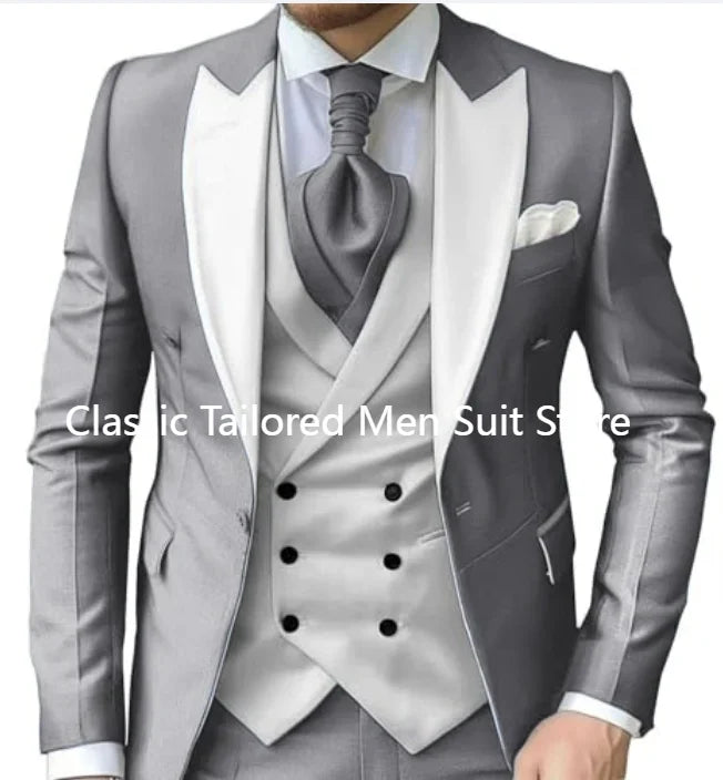 Elegant Wedding 3 Piece Jacket Pants Vest Full Set Luxury LADYLYS