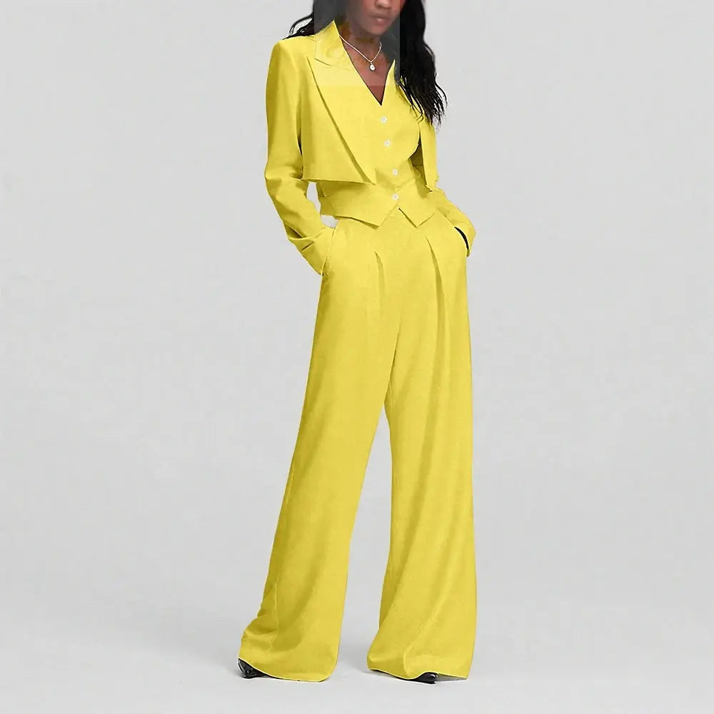Elegant Single Button Women Pants Set New Female Three Pieces(Blazer+Trousers+Vest) LADYLYS