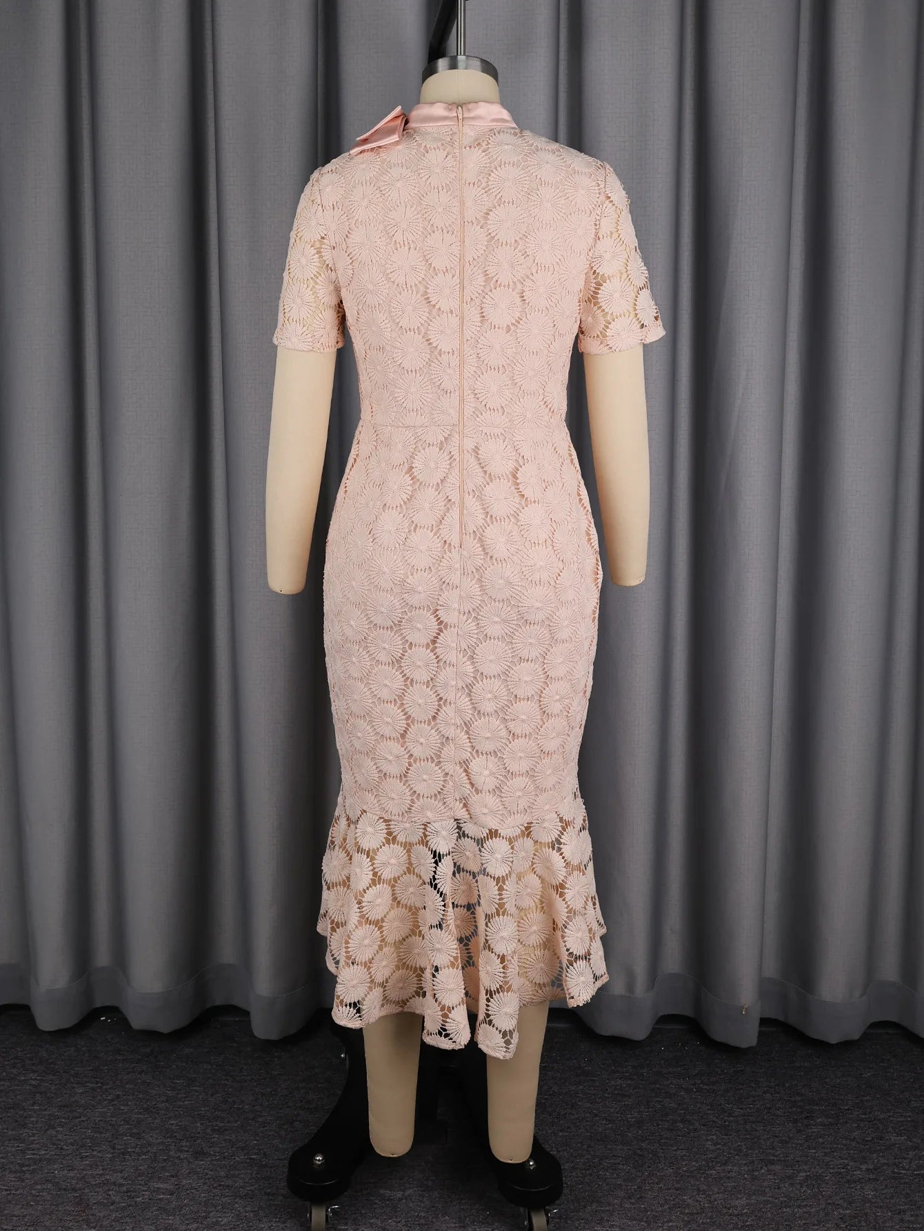 Elegant A Line Lace Dress O Neck Short Sleeves Hollow Out LADYLYS