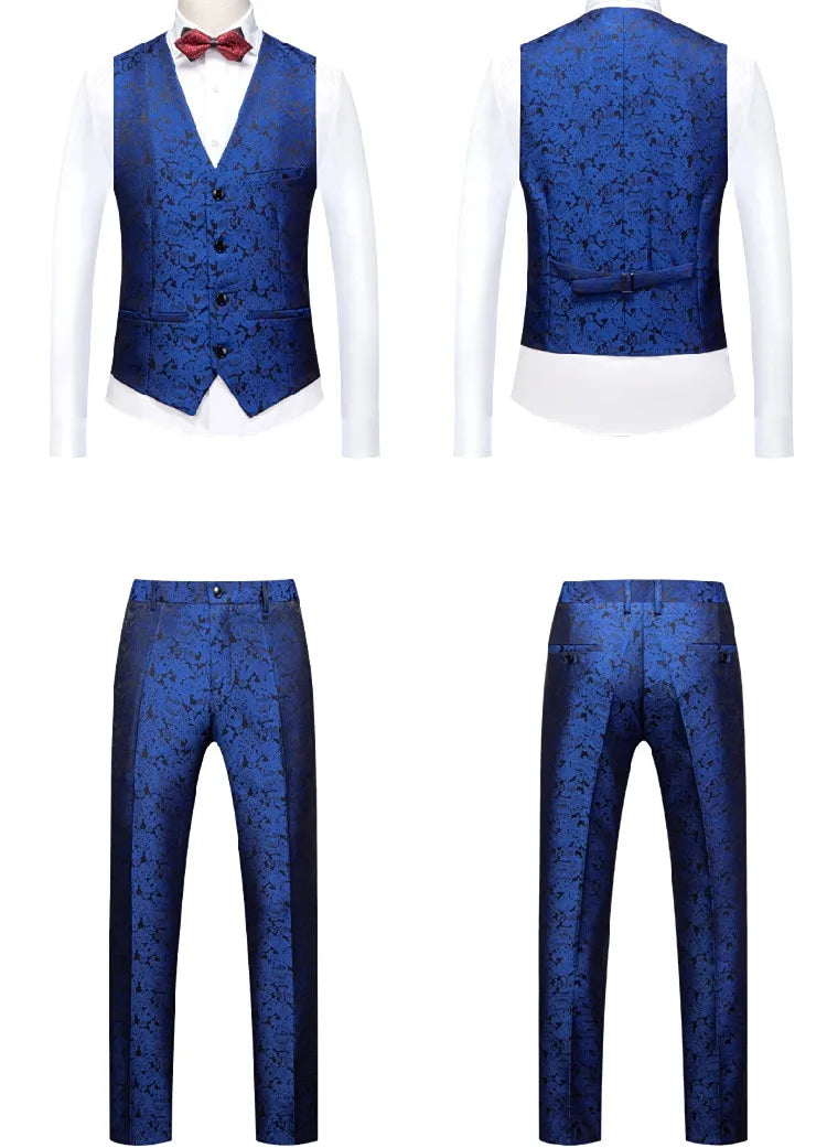 Men's Slim Fit 3-Piece Suit Set – Blazer, Vest & Trousers