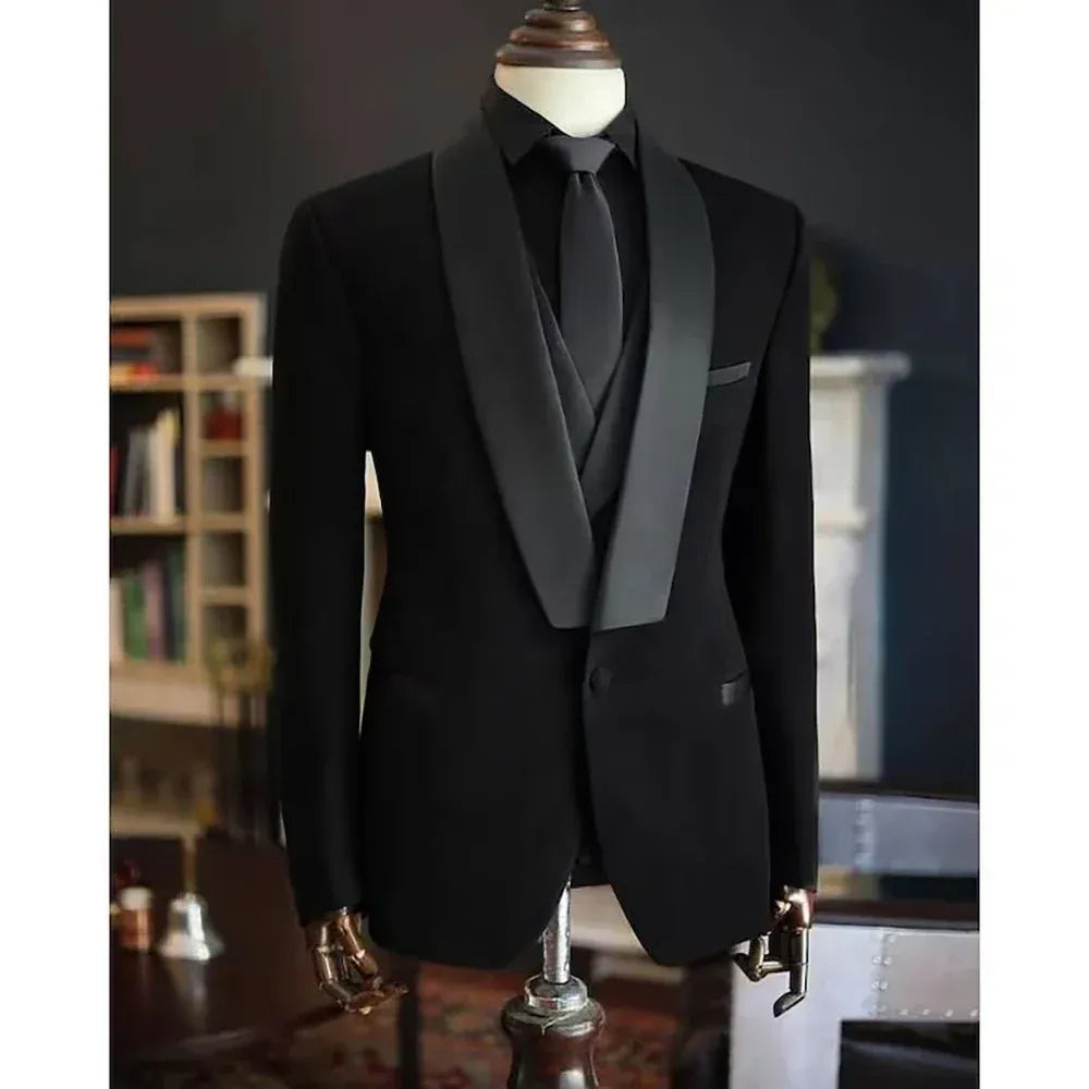 Men's Velvet Three-Piece Slim-Fit Wedding Suit