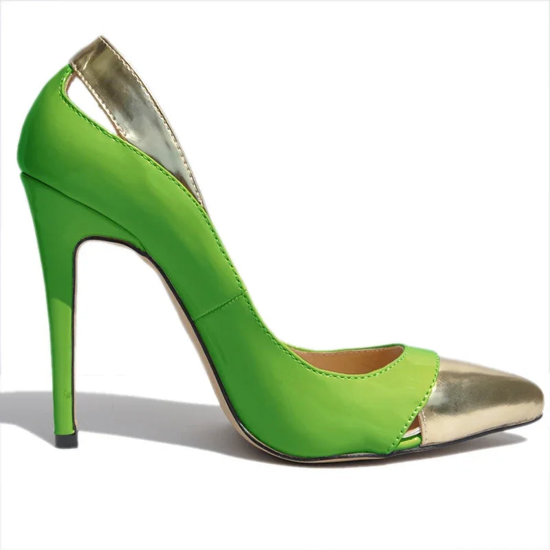 Women's Stiletto Pumps – 11cm Patent Leather, Mix Color, Pointed Toe