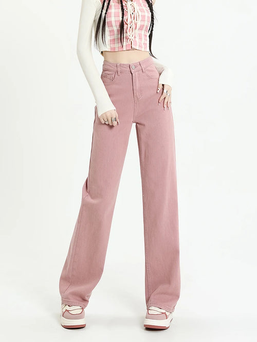 100% Cotton Women's Jeans Baggy Wide Leg Drape Casual Pants LADYLYS