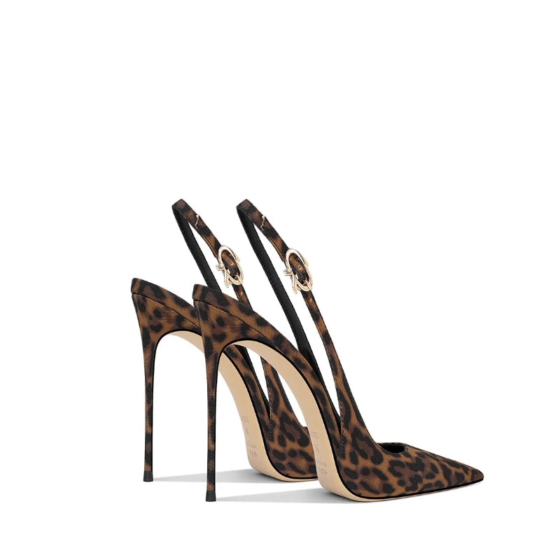 Leopard Pattern Pointed French Luxury Small Comfortable Thin Heel Versatile High Heel Sandals for Women LADYLYS