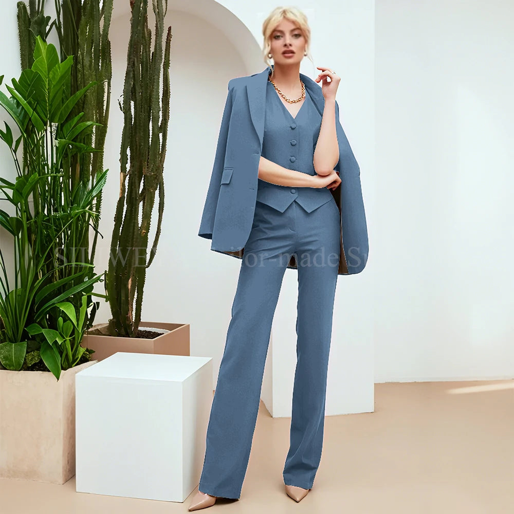 Chic Green 3-Piece Women's Suit – Slim Fit Blazer, Pants & Vest | Formal Office Set