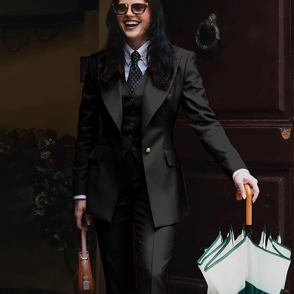 Women's Jacket Pant Sets 3Piece Suit Single Button Professional Outerwears LADYLYS