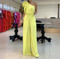Long Jump Suits for Women Sexy Elegant New Fashion 2024 Summer Casual Floral Pattern One Shoulder Ruffles Conjoined Body Pants LADYLYS