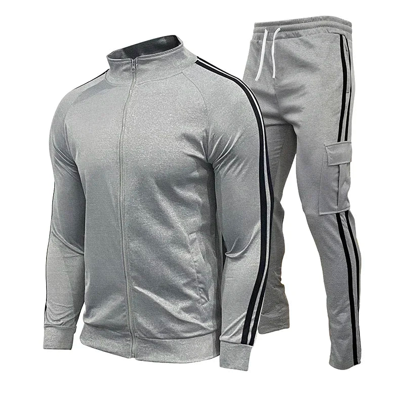 Men's Outdoor Zip-Up 2-Piece Sportswear Set – Stand Collar | Running & Leisure