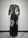 Morocco Dress for Women Muslim Abaya India Stand Collar Abayas Enbroidery Sequins LADYLYS