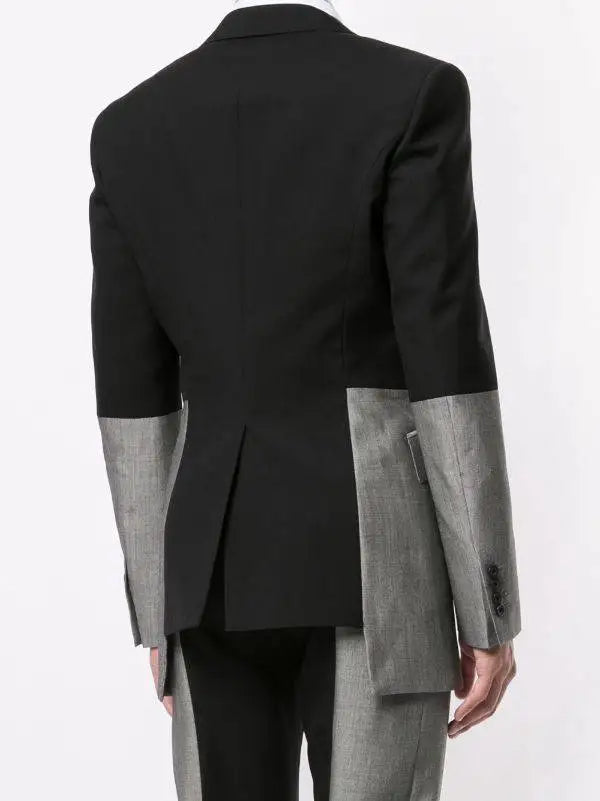 Men's Black & Gray Patchwork 2-Piece Suit – Double Breasted | Wedding & Prom