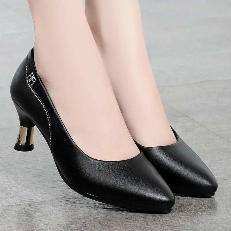 Women's Pointed-Toe Block Heel Pumps with Zip