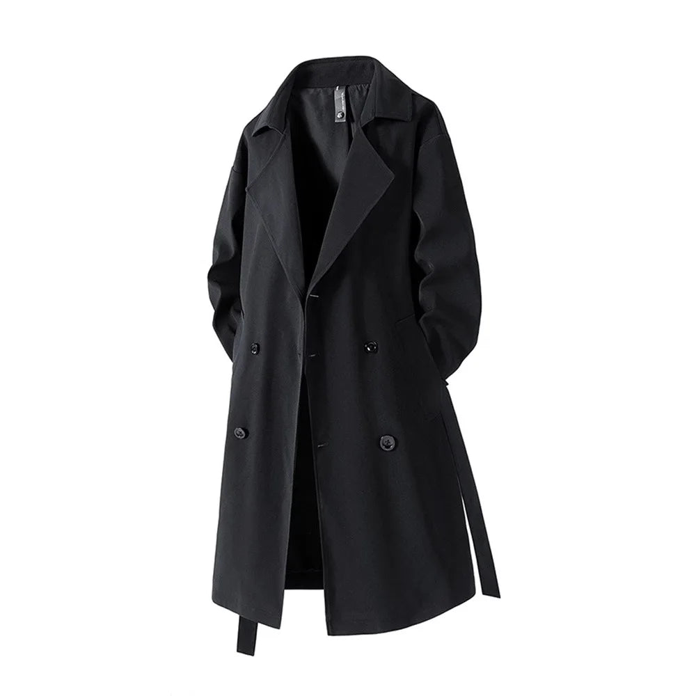 Men's Vintage Long Coat – American Streetwear, Autumn Outerwear