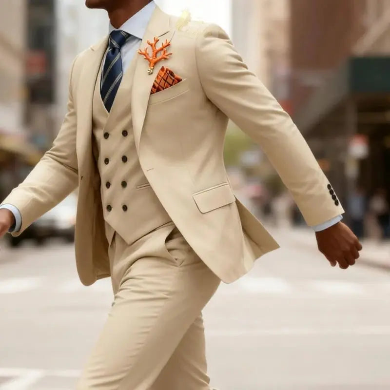 3 Piece Slim Fit For Men Double Breasted Suit Wedding Prom Suits Formal Business Dinner Tuxedo LADYLYS