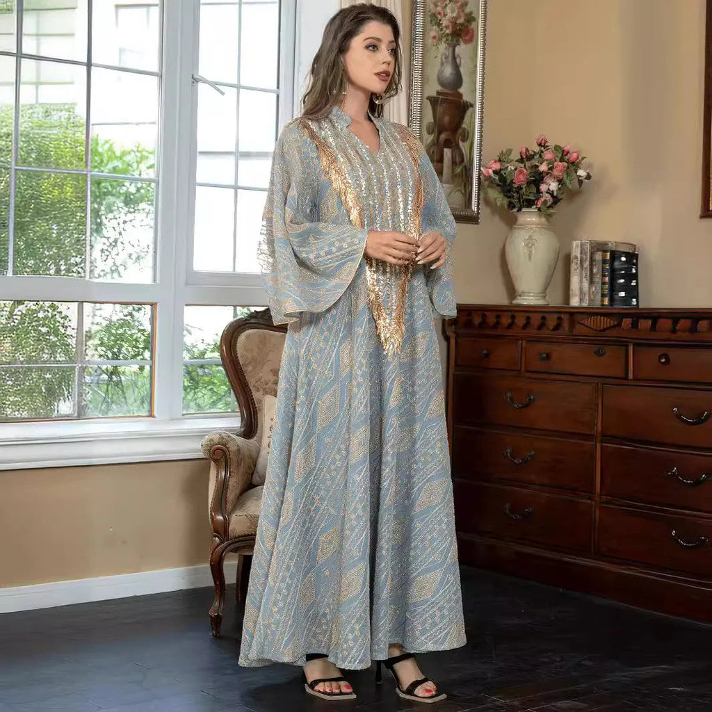 Intricately Embroidered Tulle Abaya Ramad Traditional Islamic FloorLength Gown LADYLYS