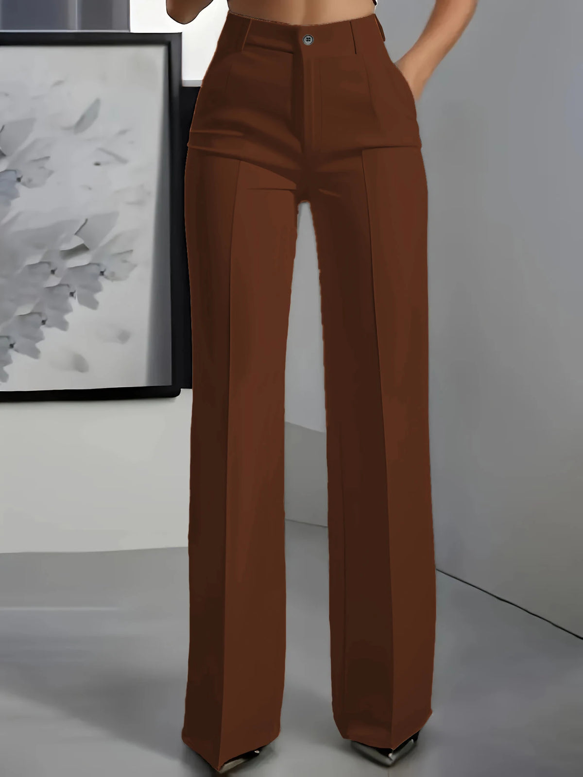 Women's High-Waisted Draped Straight-Cut Suit Trousers | Office & Workwear Fashion
